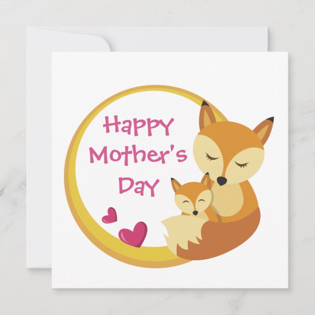 Fox and Kit Mother's Day Design Holiday Card (Front)