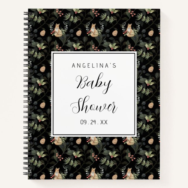 Fox and Leaf Baby Shower Gift List Notebook (Front)