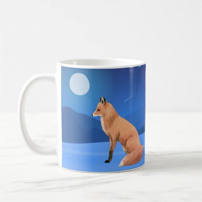 Fox and Moon on a Snowy Night Mug (Left)