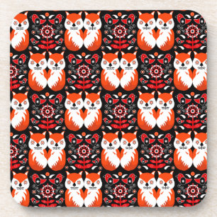 Fox And Nature Nordic Folk Art Coaster
