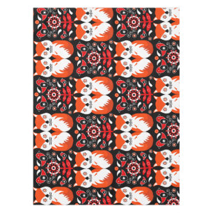 Fox And Nature Nordic Folk Art Tablecloth