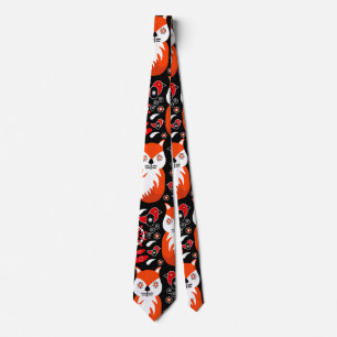 Fox And Nature Nordic Folk Art Tie
