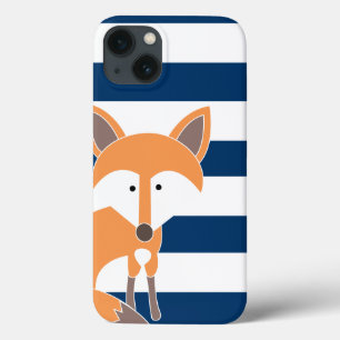 Fox and Navy Stripes iPad Case