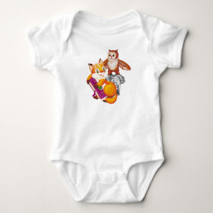 fox and owl baby bodysuit