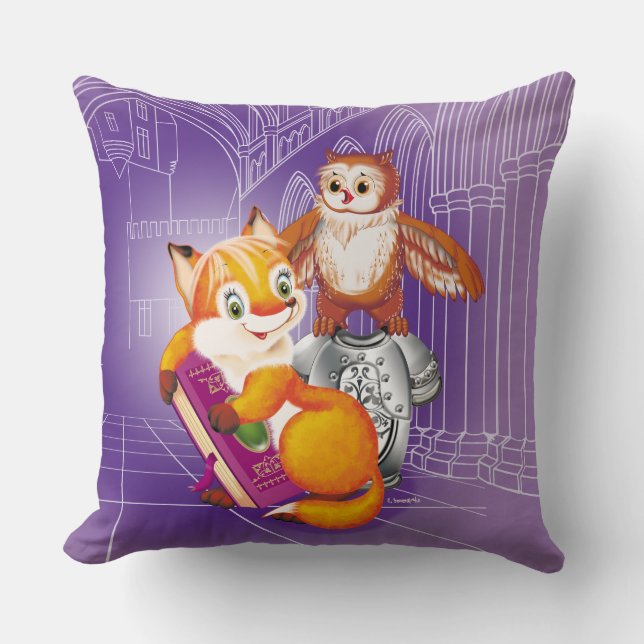 fox and owl cushion (Front)