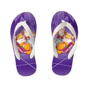 fox and owl kid's flip flops