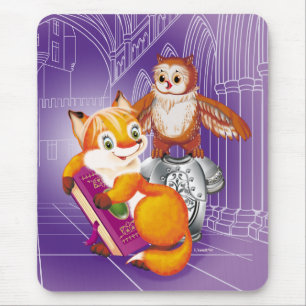fox and owl mouse mat