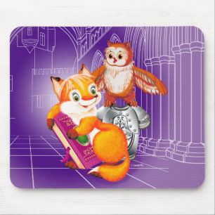 fox and owl mouse mat