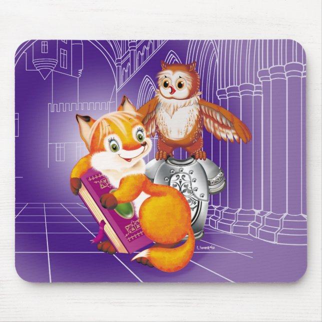 fox and owl mouse mat (Front)