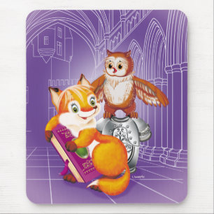 fox and owl mouse mat