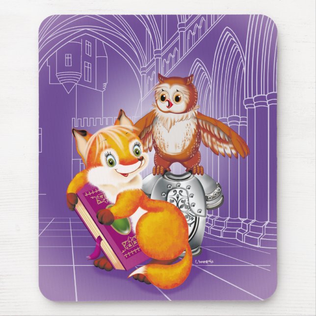 fox and owl mouse mat (Front)
