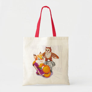fox and owl  violet tote bag