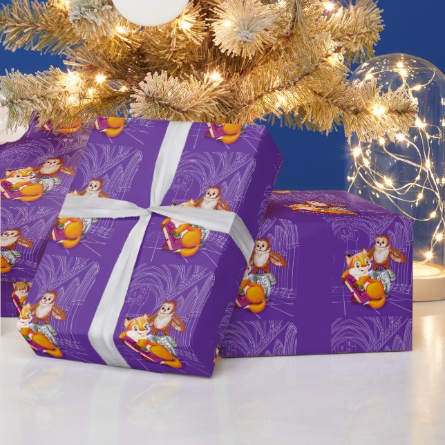 fox and owl wrapping paper (Holidays)