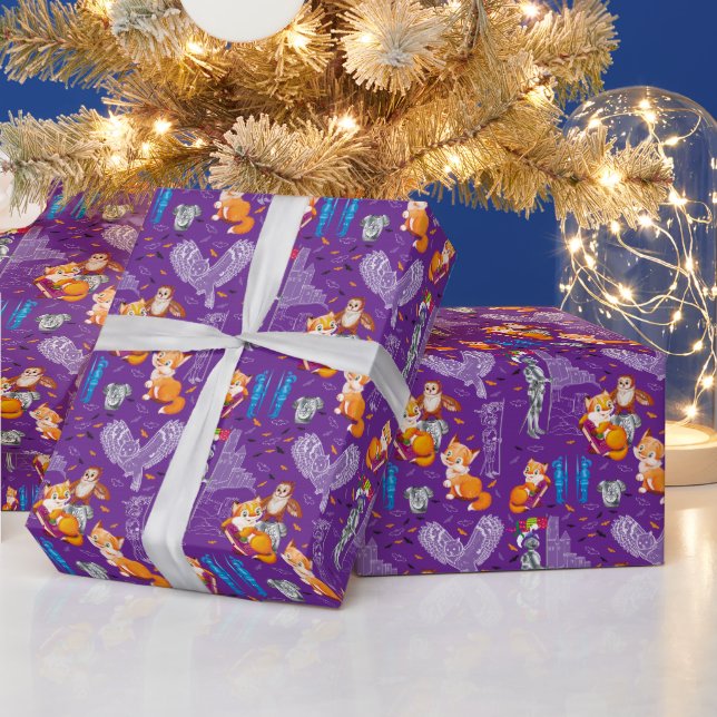 fox and owl wrapping paper (Holidays)