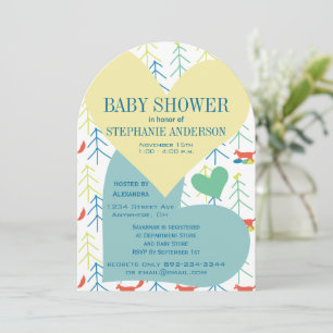 Fox and Pine Tree Baby Boy Shower Invitations