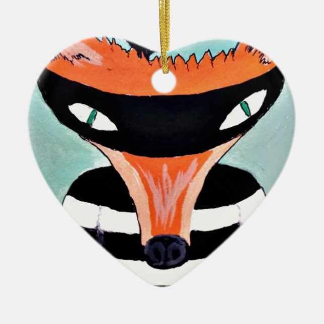 Fox and Robbers by PaperTree Ceramic Tree Decoration (Front)
