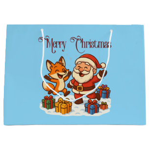 Fox and Santa Christmas Gift Bag