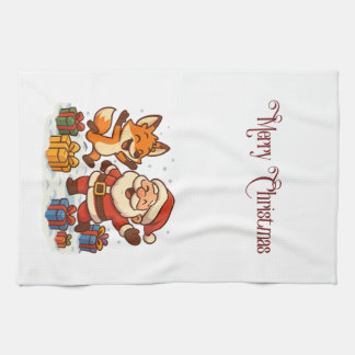 Fox and Santa Christmas Kitchen Towels