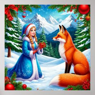 Fox And Snow Maiden Winter Wall Decor