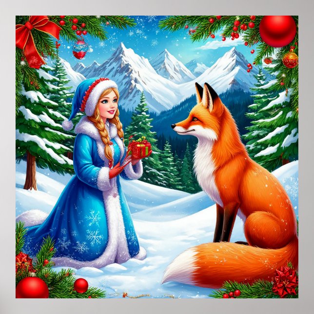 Fox And Snow Maiden Winter Wall Decor (Front)
