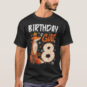 Fox Animal 8th Birthday Girl Fox B Day 8 Year Old T-Shirt