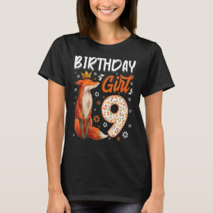 Fox Animal 9th Birthday Girl Fox B Day 9 Year Old T-Shirt