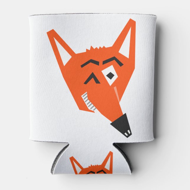 Fox Animal Cartoon Cunning Devious Evil Eye Can Cooler (Front)
