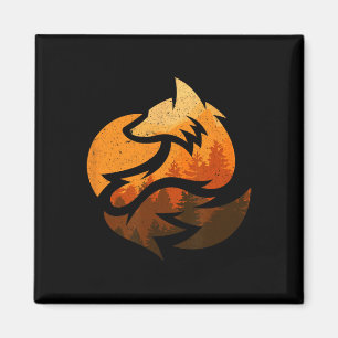 Fox Animal Design Gifts With Nature Trees Hunting Magnet
