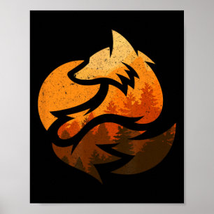 Fox Animal Design Gifts With Nature Trees Hunting Poster