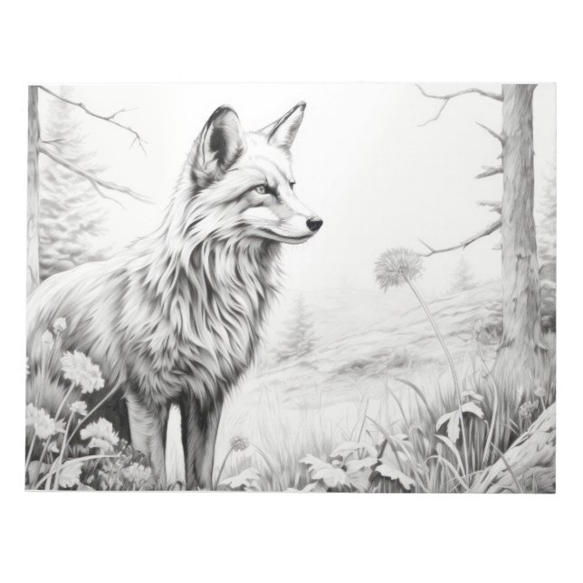 Fox Animal Discovery Wild Nature Ink Sketch Style Notepad (Front)