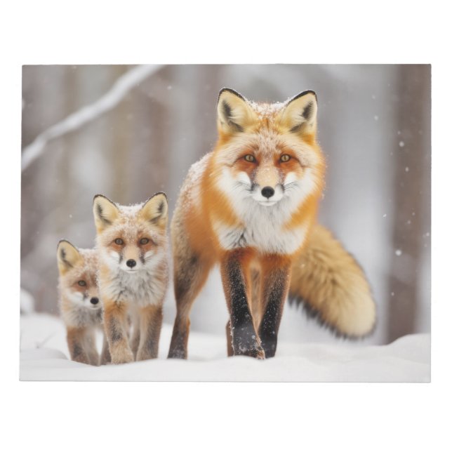 Fox Animal Family Wandering Nature Out Notepad (Front)