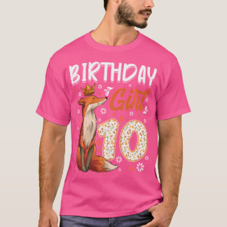 Fox Animal Lovers 10Th Birthday Girl Fox B-Day 10  T-Shirt