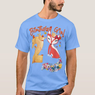 Fox Animal Lovers 2th Birthday Girl Fox B-day 2 ye T-Shirt
