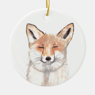 Fox animal nursery watercolor wildlife woodlands ceramic tree decoration