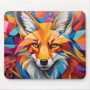 Fox Animal Portrait Colorful Painting Mouse Mat