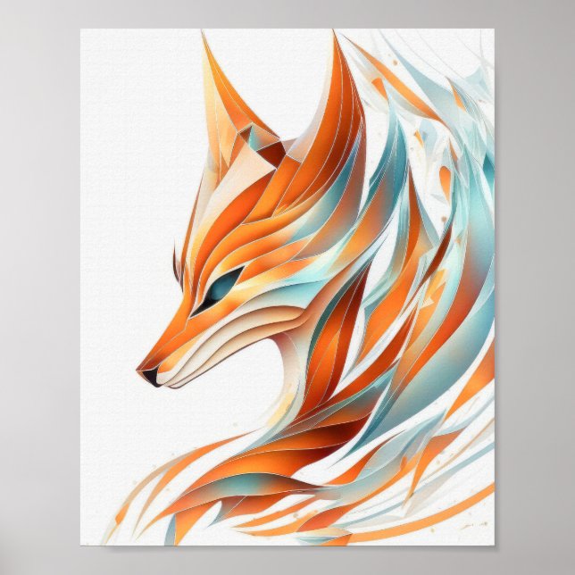 Fox Animal Portrait Nature Wildlife Painting Poster (Front)
