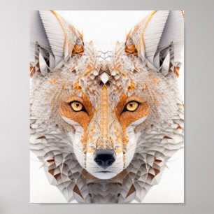 Fox Animal Portrait Nature Wildlife Painting Poster