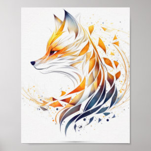 Fox Animal Portrait Nature Wildlife Painting Poster