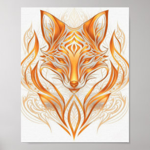 Fox Animal Portrait Nature Wildlife Painting Poster
