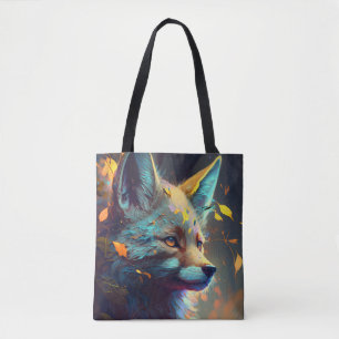 Fox Animal Portrait Painting Dark Character Spirit Tote Bag
