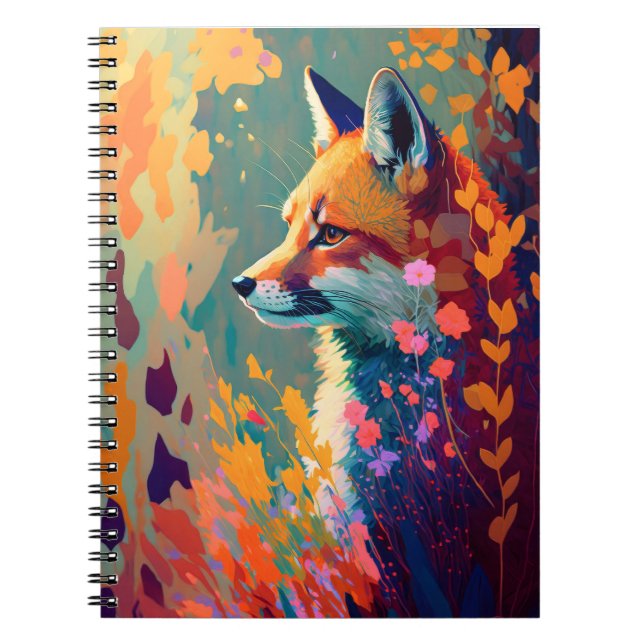 Fox Animal Portrait Painting Wildlife Outdoors Art Notebook (Front)