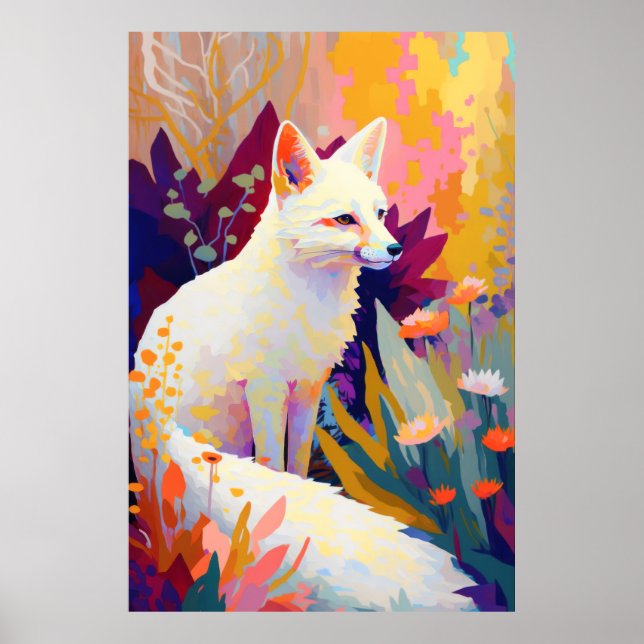 Fox Animal Portrait Painting Wildlife Outdoors Art Poster (Front)