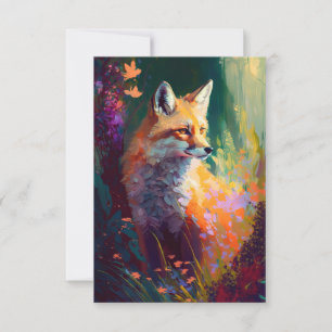 Fox Animal Portrait Painting Wildlife Outdoors Art Thank You Card