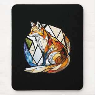 Fox Animal Portrait Stained Glass Wildlife Outdoor Mouse Mat