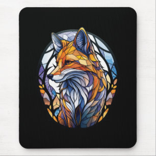 Fox Animal Portrait Stained Glass Wildlife Outdoor Mouse Mat