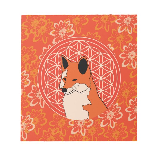 fox, animal totem,zen,chakra,flower of life, notepad (Front)