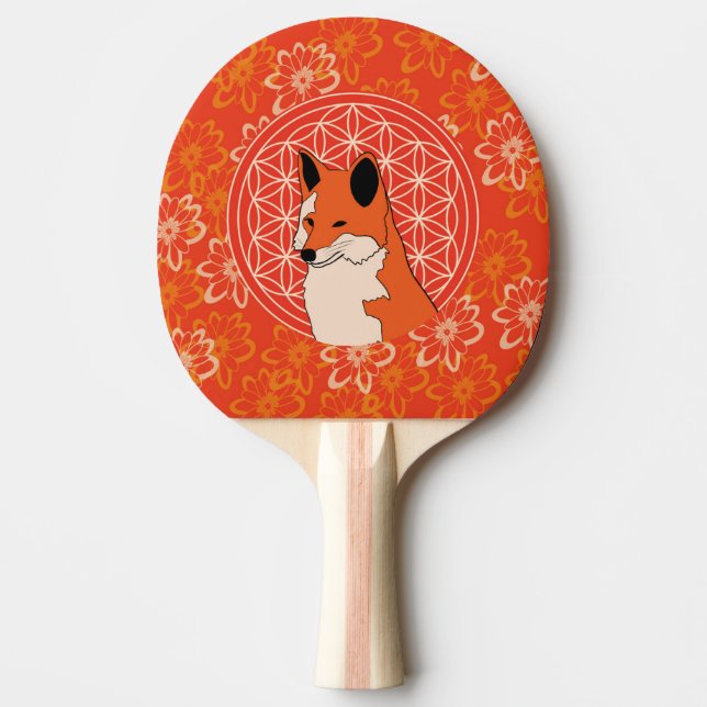 fox, animal totem,zen,chakra,flower of life, ping pong paddle (Front)