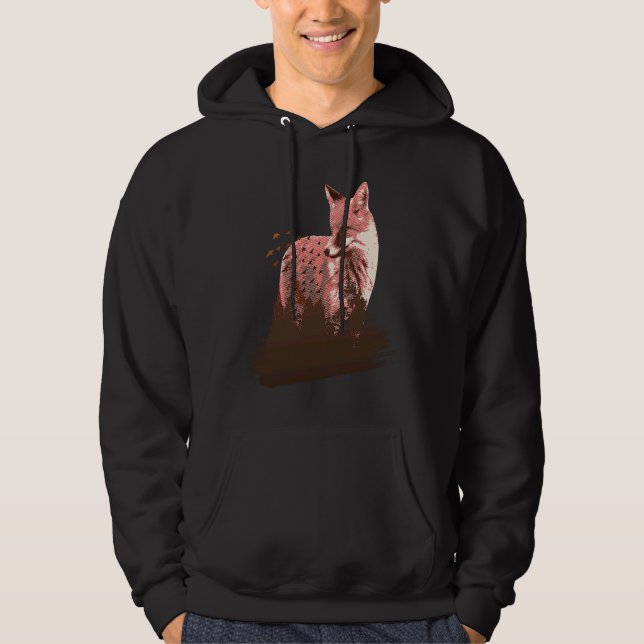 fox animals forest trees birds hoodie (Front)
