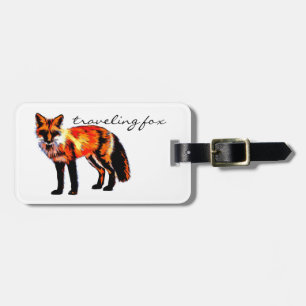 fox art luggage tag to personalise