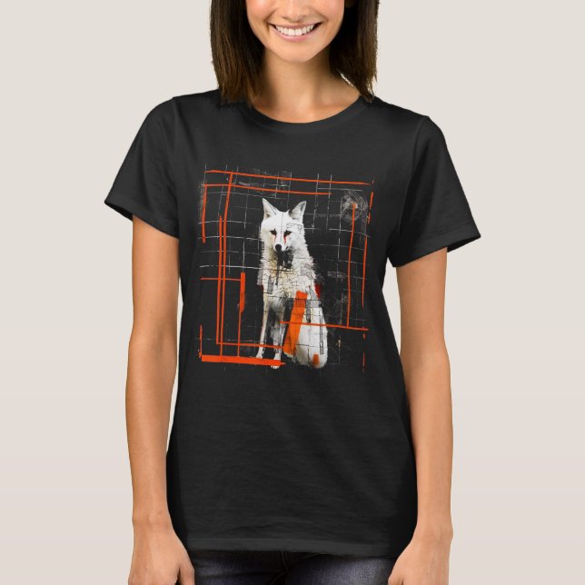 Fox Artwork Geometric Animal Fox T-Shirt (Front)